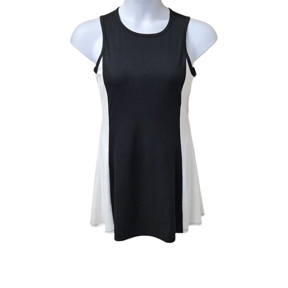 FLEXβTIME Women's Color Block Fit & Flare Black & White Mini Dress Size Medium - Picture 2 of 15